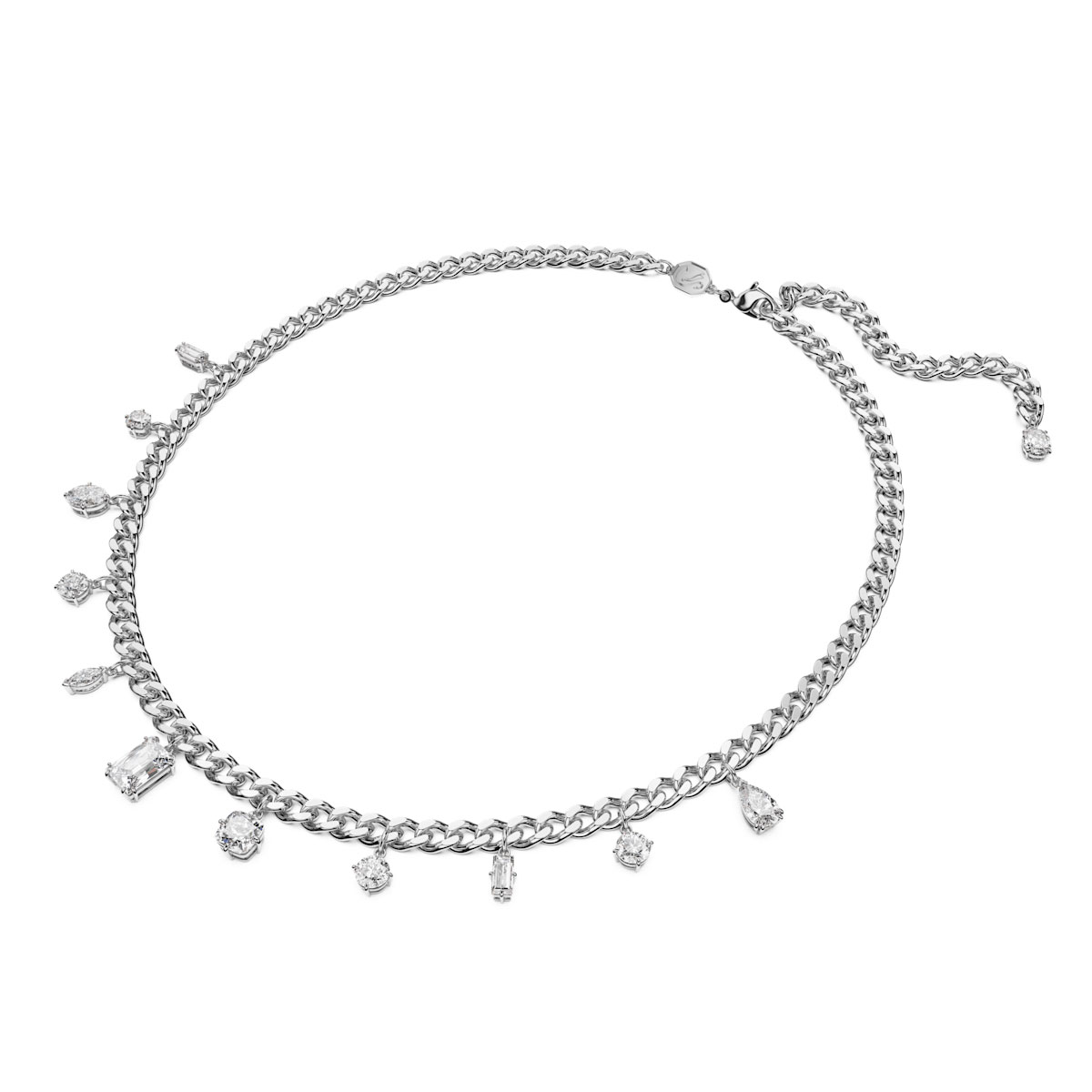 Swarovski Dextera necklace, Mixed cuts, White, Rhodium